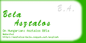 bela asztalos business card