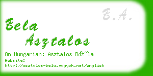bela asztalos business card